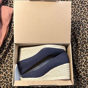 J. Crew Navy Blue Wedge Espadrilles